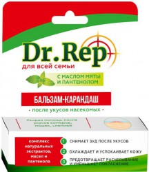 Бальзам-карандаш после укусов насекомых, Dr. Rep (Доктор Реп) 4.2 г с маслом мяты и пантенолом для всей семьи