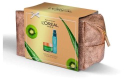 Набор подарочный, L'Oreal (Лореаль) 70 мл + 50 мл арт. ZRU09615 2019 аква-флюид Гений увлажнения для нормальной и смешанной кожи + сахарный скраб очищающий три натуральных сахара и киви + косметичка