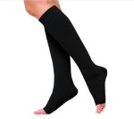 Чулки компрессионные кругловязаные, р. 2 ЧККВ ЦК до колена 1 класс компрессии с открытым мыском черные